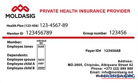 Downloadable Moldova health insurance card real example